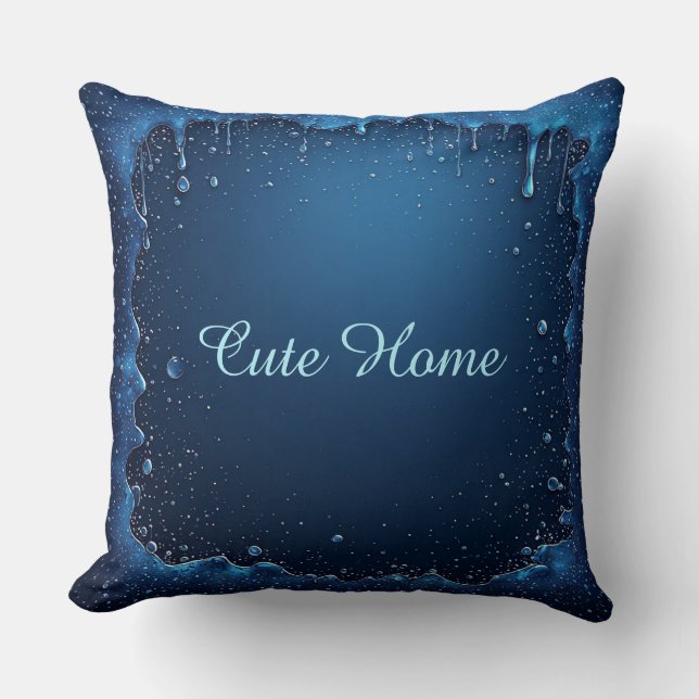 Blue Personalized Name Custom Gift Cushion (Front)