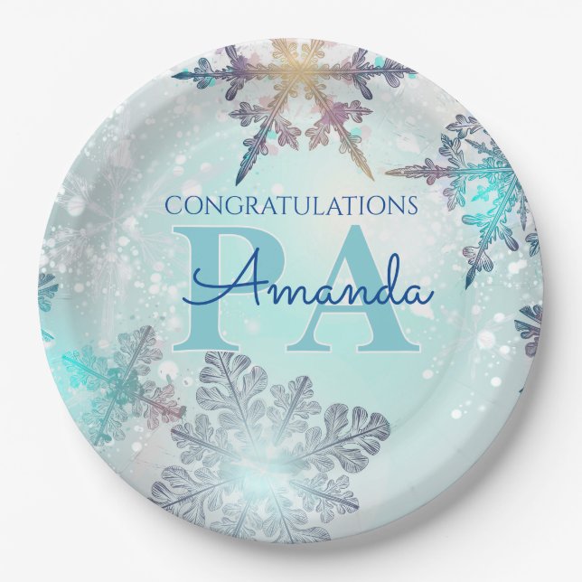 Blue Personalized Name PA Graduation  Paper Plate (Front)