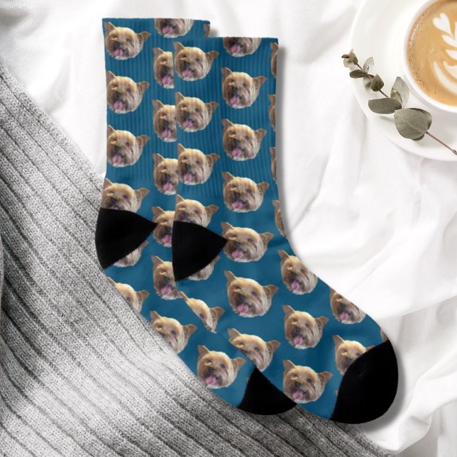 Blue Personalized Pet Photo Keepsake Memory Socks (Creator Uploaded)