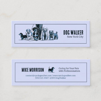 blue pet dog carrier vintage 1920 mini business card