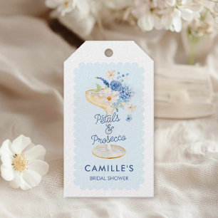 Blue Petals and Prosecco Bridal Shower Favour Gift Tags