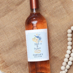 Blue Petals and Prosecco Bridal Shower Wine Label