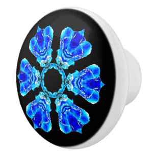 Blue Petals Ceramic Knob