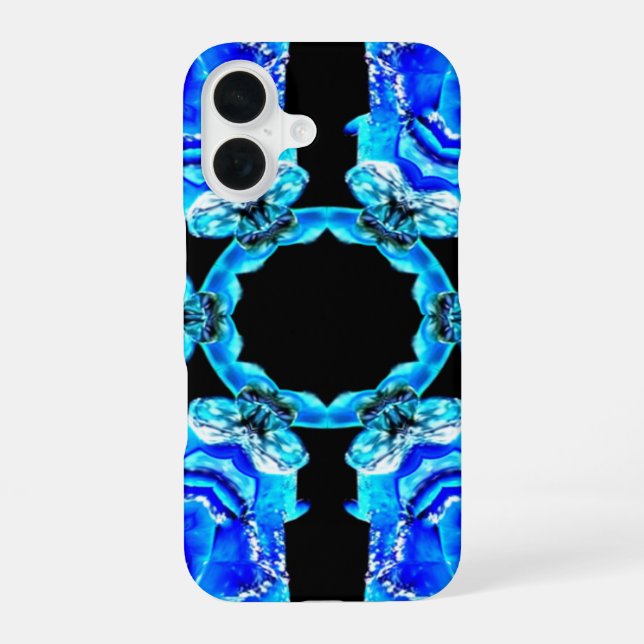 Blue Petals iPhone 16 Case (Back)