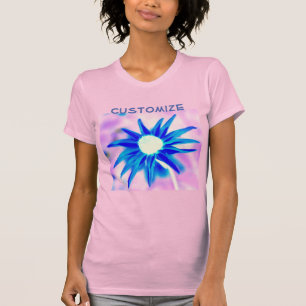 Blue petals on pink design  T-Shirt
