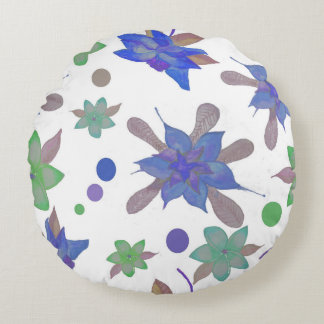 Blue Petals Round Cushion