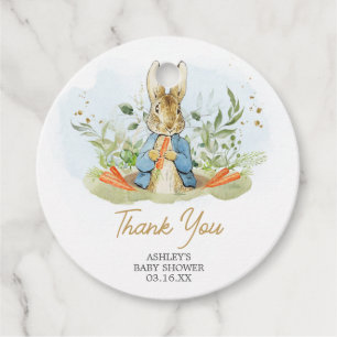 Blue Peter Rabbit Baby Shower Round Favour Tags