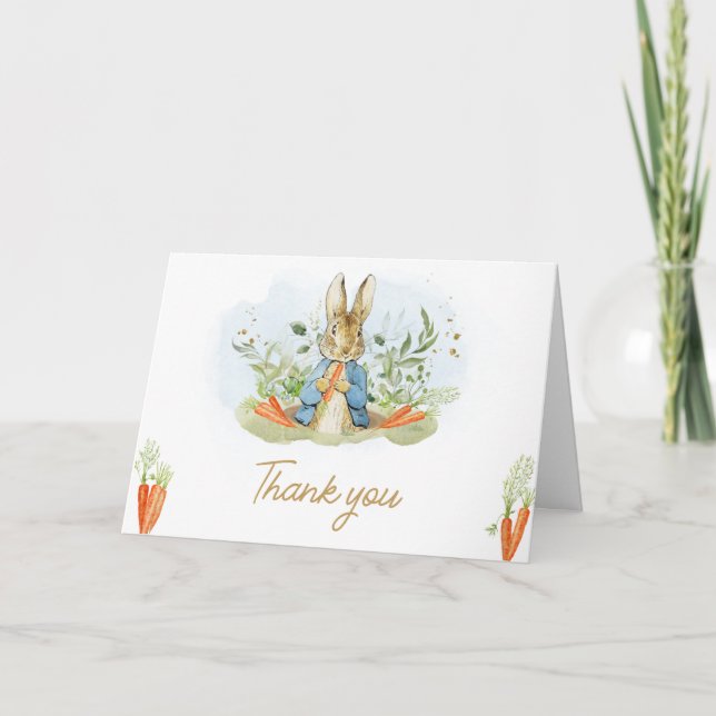 Blue Peter Rabbit Baby Shower  Thank You Card (Front)