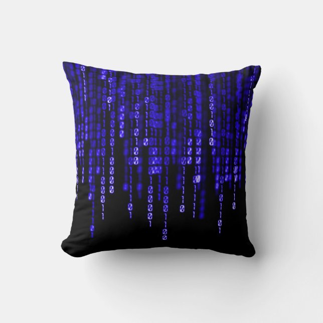Blue Phantom Binary Code Cushion (Front)