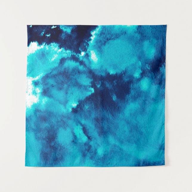 Blue Phantom Fashion Patterns Dirty Plash Watercol Tapestry (Front)