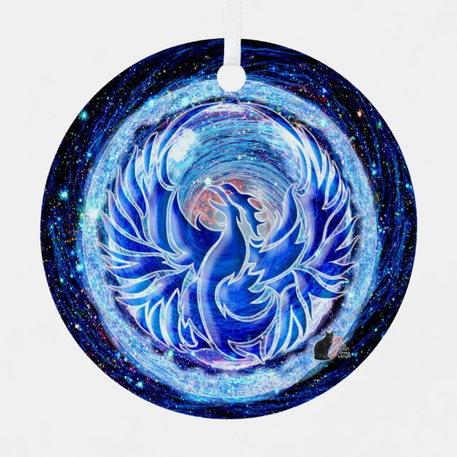 Blue Phoenix Ceramic Ornament (Front)