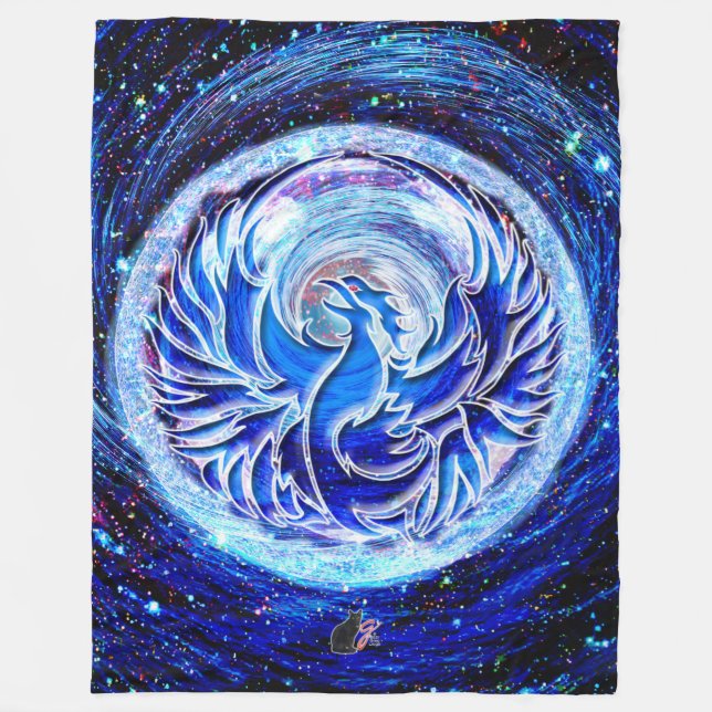 Blue Phoenix Fleece Blanket (Front)