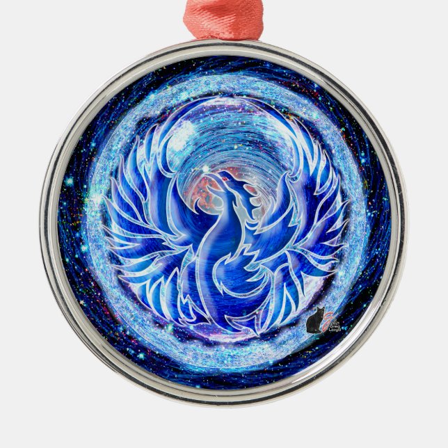 Blue Phoenix  Metal Tree Decoration (Front)