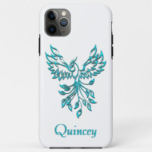 Blue Phoenix Rises on White Personal Case-Mate iPhone Case