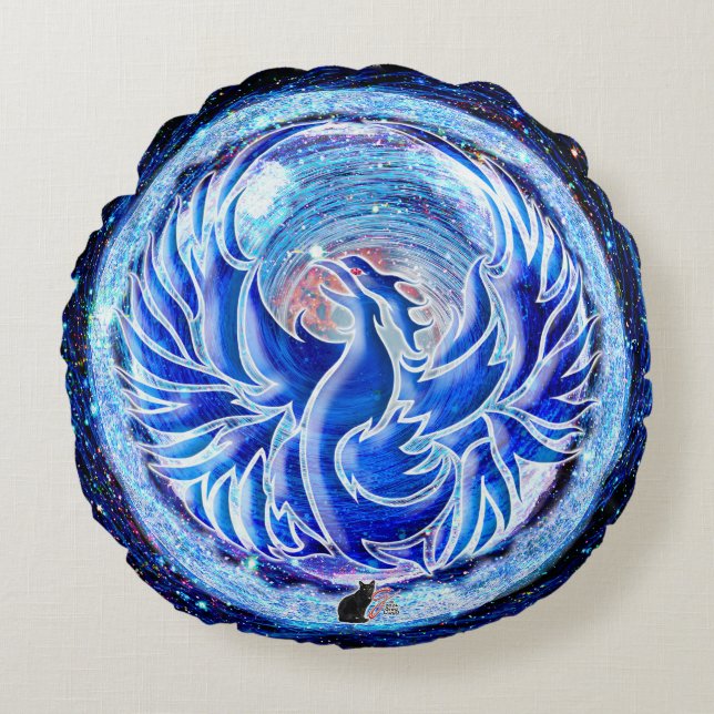 Blue Phoenix  Round Cushion (Front)