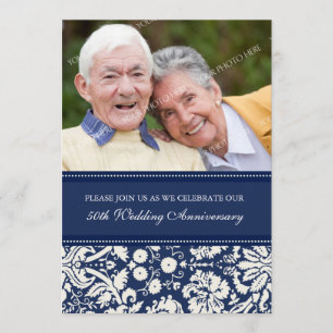 Blue Photo 50th Anniversary Party Invitation