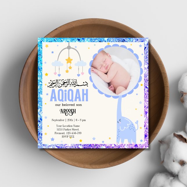 Blue Photo Aqeeqah- Aqiqah- Invitation (Creator Uploaded)