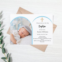 Blue photo arch boy cross Baptism
