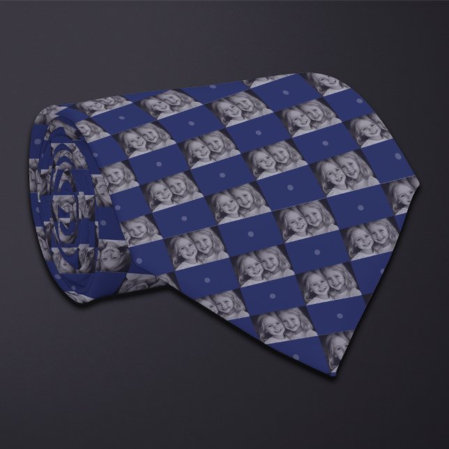 Blue Photo Chequerboard (Wide Rectangle) Tie (Creator Uploaded)