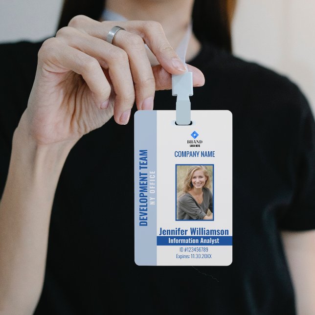 Blue Photo Company Security QR Code Employee ID ID Badge (Creator Uploaded)