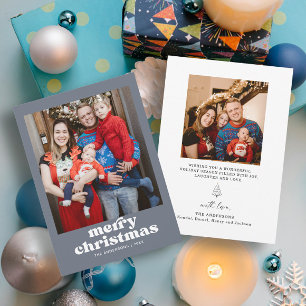 Blue Photo Family Christmas Card
