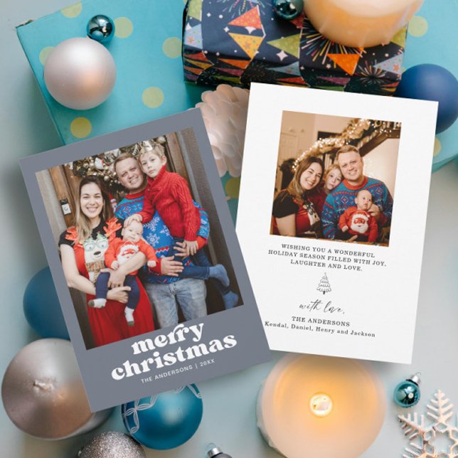 Blue Photo Family Christmas Card (Creator Uploaded)