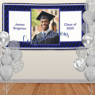 Blue Photo Graduation Banner