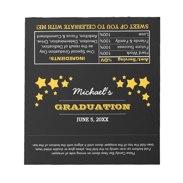Blue Photo Graduation Favour Candy Wrappers Notepa Notepad (Front)