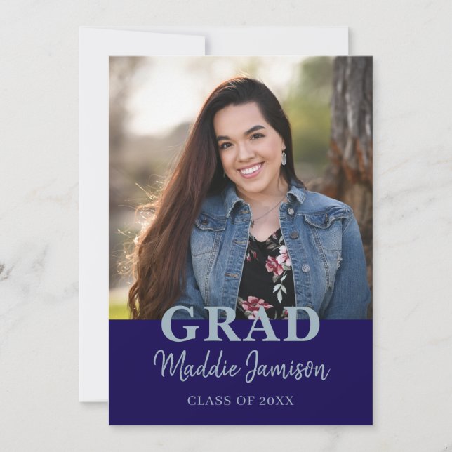 Blue Photo Graduation Party Invitation (Front)