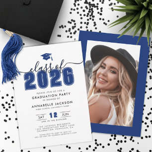 Blue Photo Graduation Party Invitation