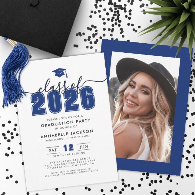 Blue Photo Graduation Party Invitation (Blue Photo Graduation Party Invitation )