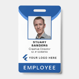 Blue Photo ID QR Code Employee Company Badge