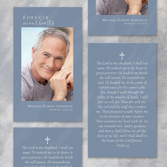 Blue Photo Memorial Prayer Card (Creator Uploaded)