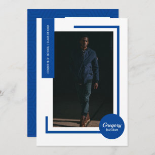 Blue Photo Modern Photo Graduation Invite