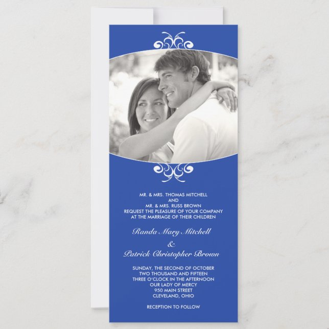 Blue Photo Wedding Invitation (Front)