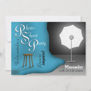 Blue Photoshoot Party Invitations