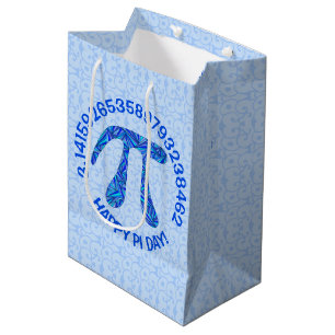 Blue Pi Symbol Math Geek Celebrate Happy Pi Day Medium Gift Bag