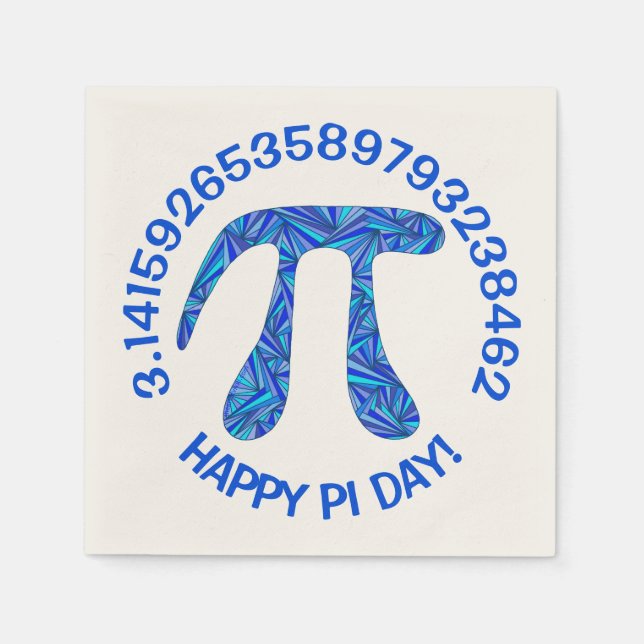 Blue Pi Symbol Math Geek Festive Happy Pi Day Napkin (Front)