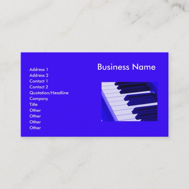 Blue Piano Keys Keyboard Business Card (Front)