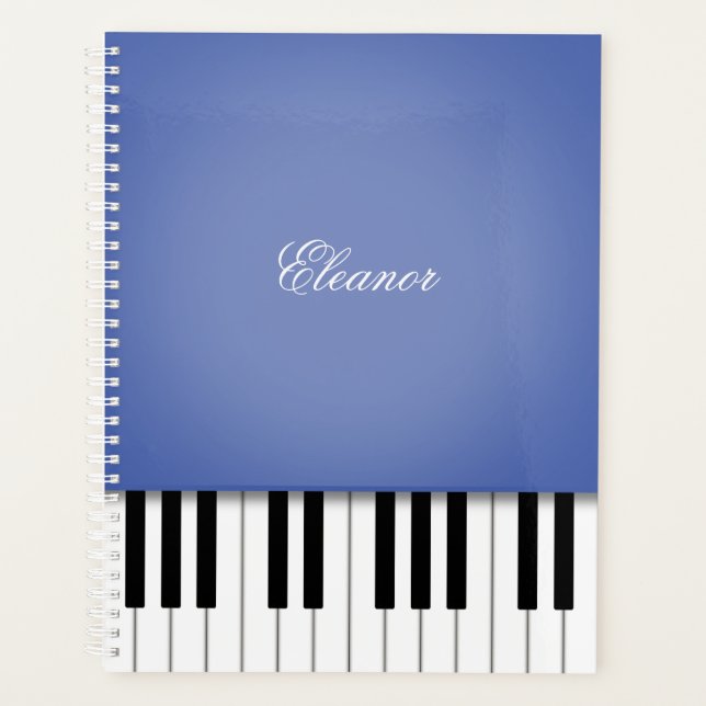 Blue Piano Music Keyboard CustomIzed Planner (Front)