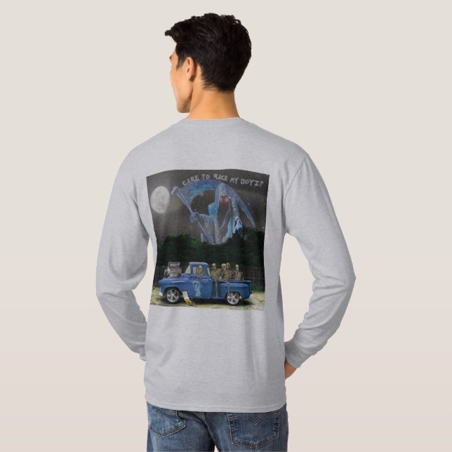 Blue Pick-up Truck and Skeleton Crew T-Shirt (Back Full)