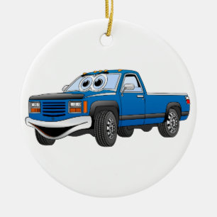 Blue Pick Up Truck Cartoon Ceramic Tree Decoration