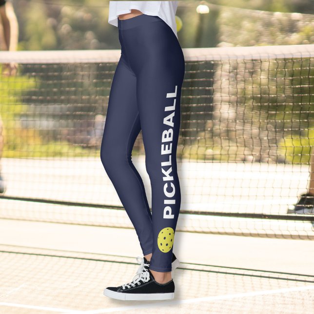 Blue Pickleball Leggings Yellow Ball Custom Text (Creator Uploaded)