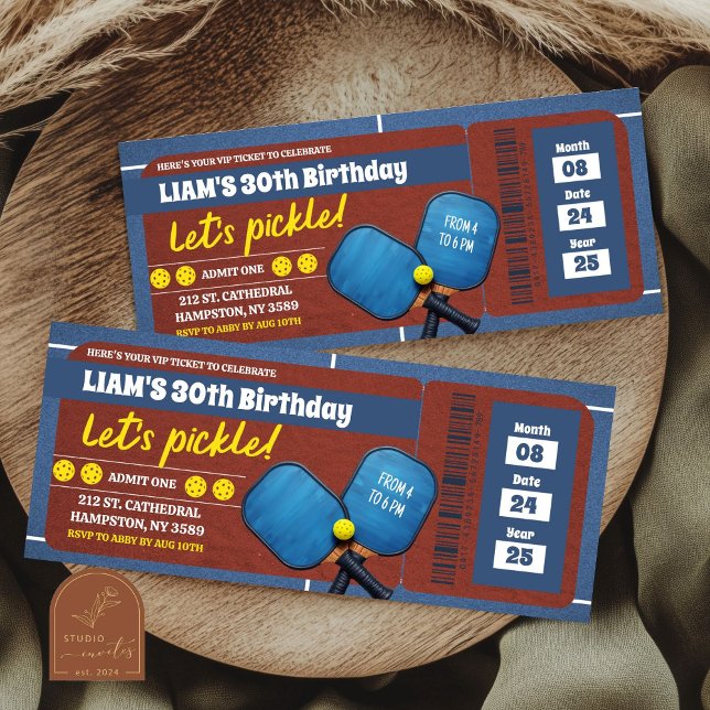 Blue Pickleball Tournament Adult Birthday Ticket (Creator Uploaded)