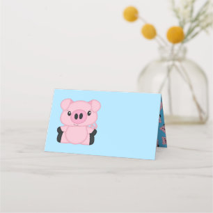 Blue Pig Baby Shower Place Card