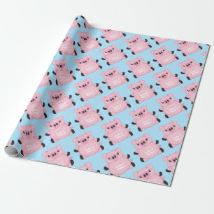 Blue Pig Baby Shower Wrapping Paper