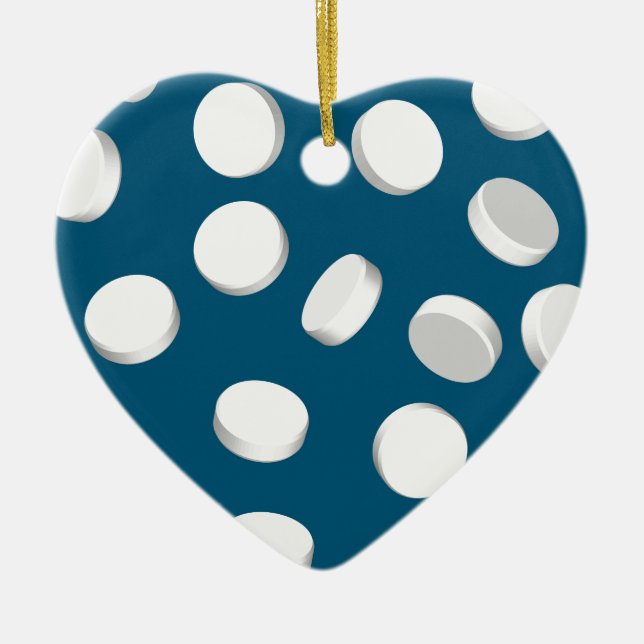 blue pills drugs ceramic tree decoration (Front)