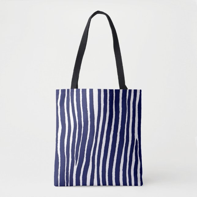 Blue pin stripe geometric pattern Tote bag (Front)