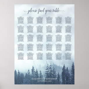 Blue Pine Forest 30 Table Wedding Seating Chart