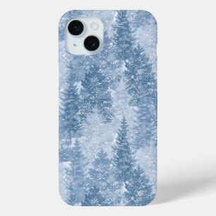 Blue Pine Tree Pattern iPhone 15 Mini Case